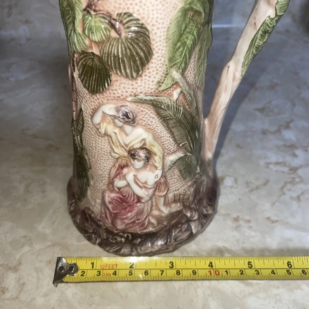 Vintage Ceramic Vase Glaze Shine‎ Tropics Vegetation